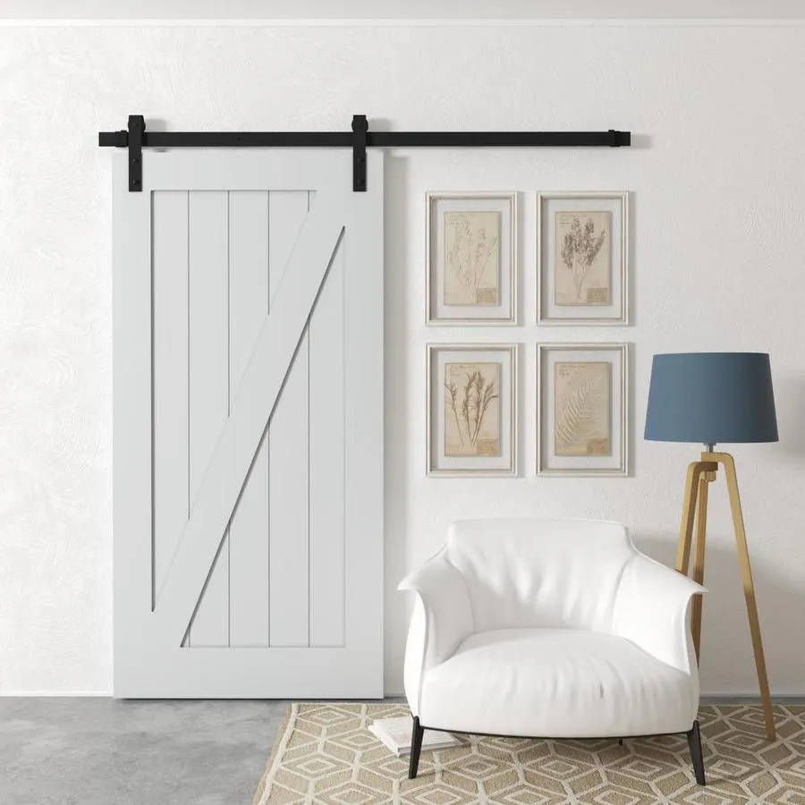 Urban Woodcraft Z Panel Door 40-in x 83-in Gray Prefinished Pine MDF Single Barn Door (Hardware Included), photo 5 of 6