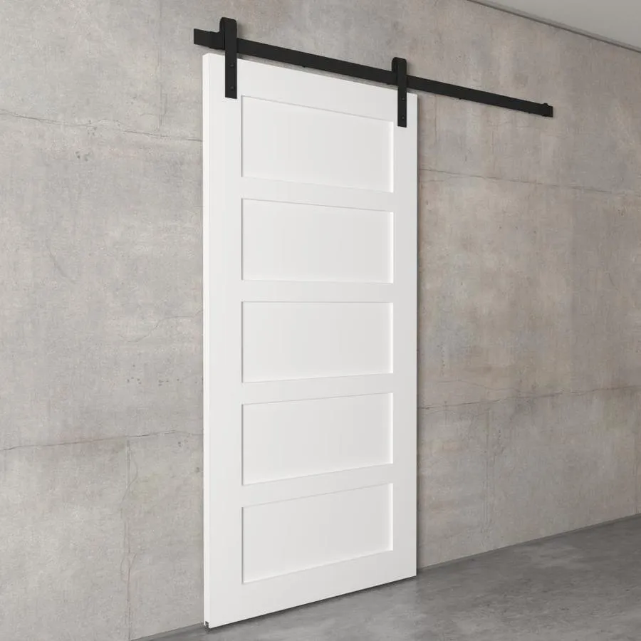 Urban Woodcraft Suburb 40-in x 83-in White 5-Panel Equal Prefinished Pine Wood Single Barn Door (Hardware Included), photo 2 of 4