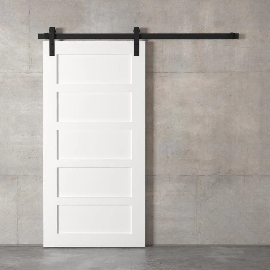 Urban Woodcraft Suburb 40-in x 83-in White 5-Panel Equal Prefinished Pine Wood Single Barn Door (Hardware Included), photo 3 of 4
