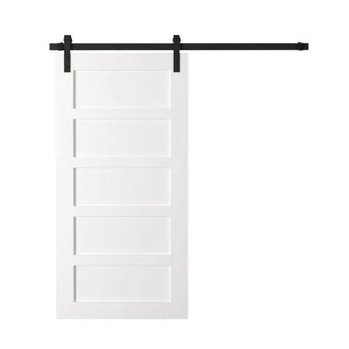 Urban Woodcraft Suburb 40-in x 83-in White 5-Panel Equal Prefinished Pine Wood Single Barn Door (Hardware Included), photo 4 of 4