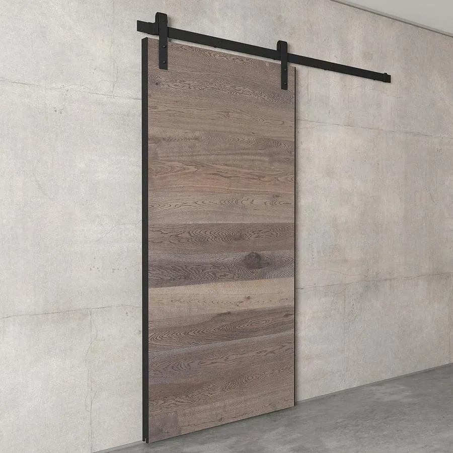 Urban Woodcraft 40-in x 83-in Oak Panel Flush Prefinished Oak Wood Single Barn Door (Hardware Included), photo 3 of 5