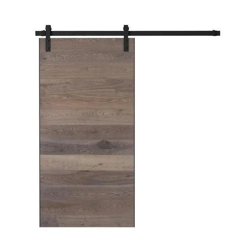 Urban Woodcraft 40-in x 83-in Oak Panel Flush Prefinished Oak Wood Single Barn Door (Hardware Included), photo 5 of 5