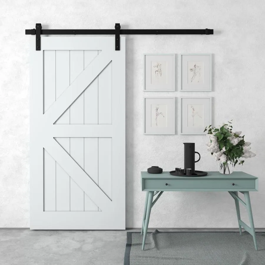 Urban Woodcraft British Brace Door 40-in x 83-in Gray Prefinished Poplar MDF Single Barn Door (Hardware Included), photo 5 of 6