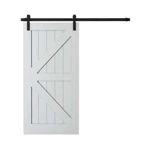 Urban Woodcraft British Brace Door 40-in x 83-in Gray Prefinished Poplar MDF Single Barn Door (Hardware Included), photo 6 of 6