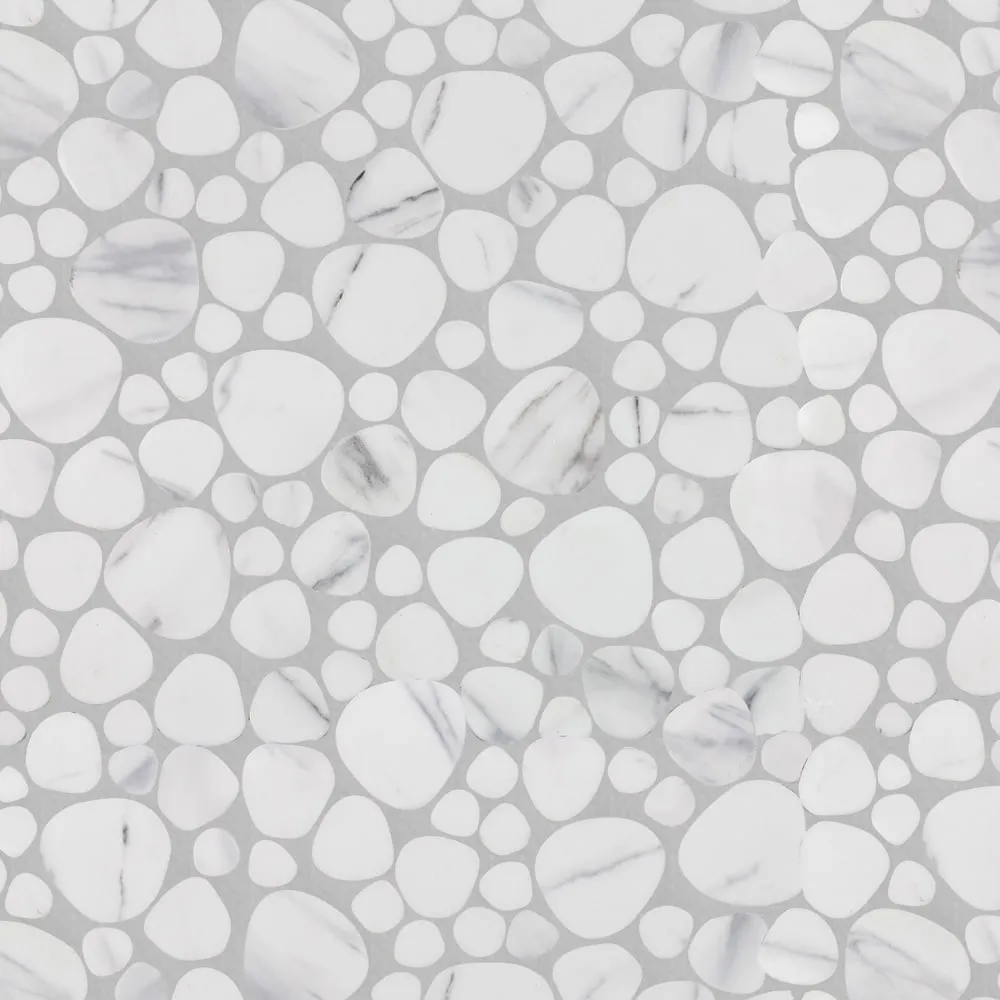 Elida Ceramica Stonescape White Marble 12-in x 12-in Carrara-Look Recycled Glass Pebble Mosaic Floor and Wall Tile (1.001-sq ft per Piece), photo 4 of 8