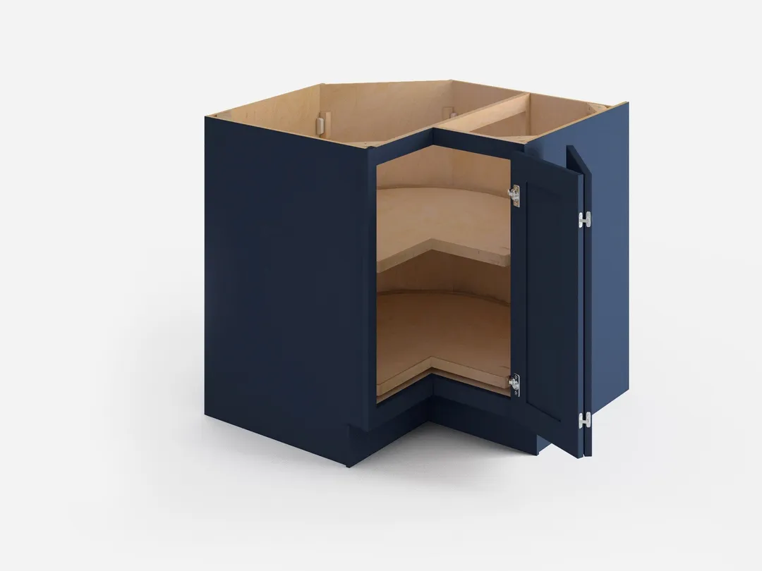 Valleywood Cabinetry 36-in W x 34.5-in H x 36-in D Marine Blue Birch Lazy Susan Corner Base Ready To Assemble Plywood Cabinet (Flat Panel Shaker Style), photo 2 of 11