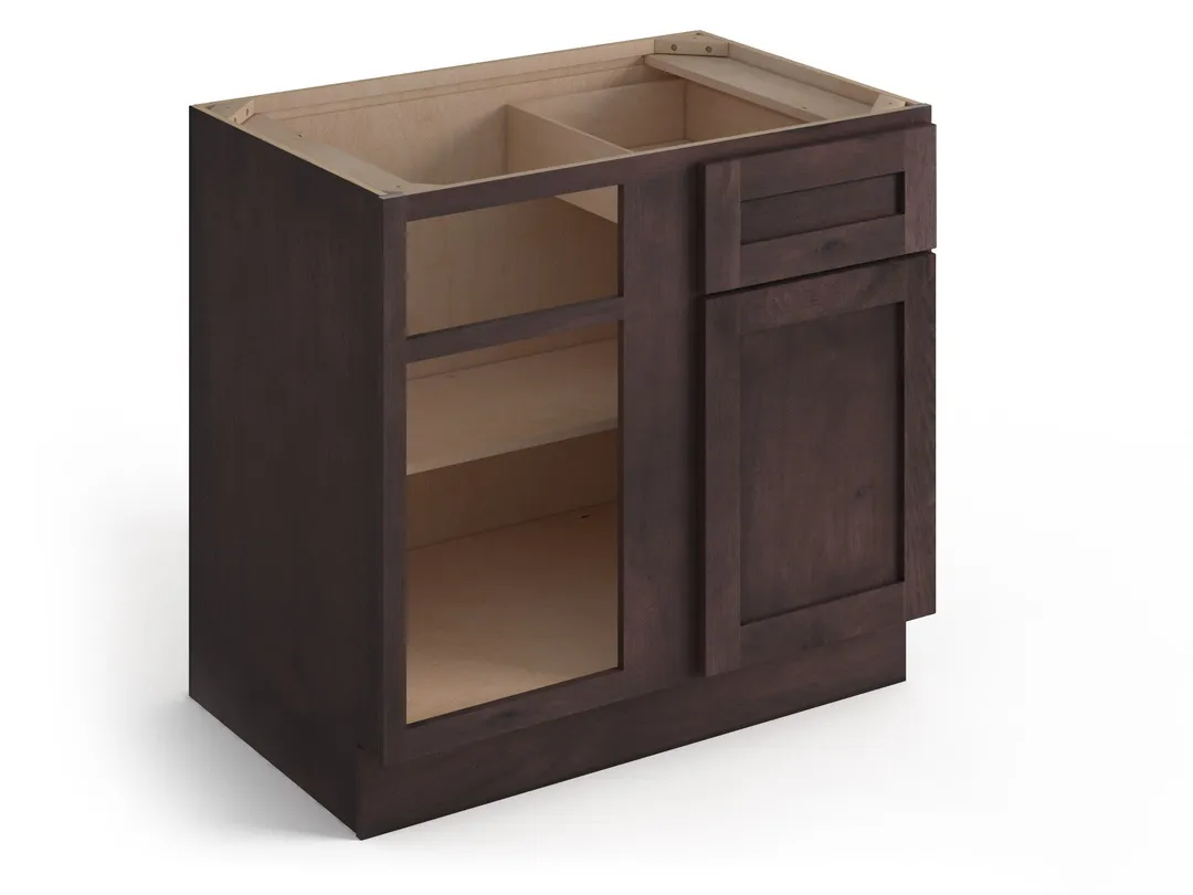 Valleywood Cabinetry 39-in W x 34.5-in H x 24-in D Rustic Hickory Blind 1-Drawer Corner Base Ready To Assemble Plywood Cabinet (Flat Panel Shaker Style), photo 2 of 11