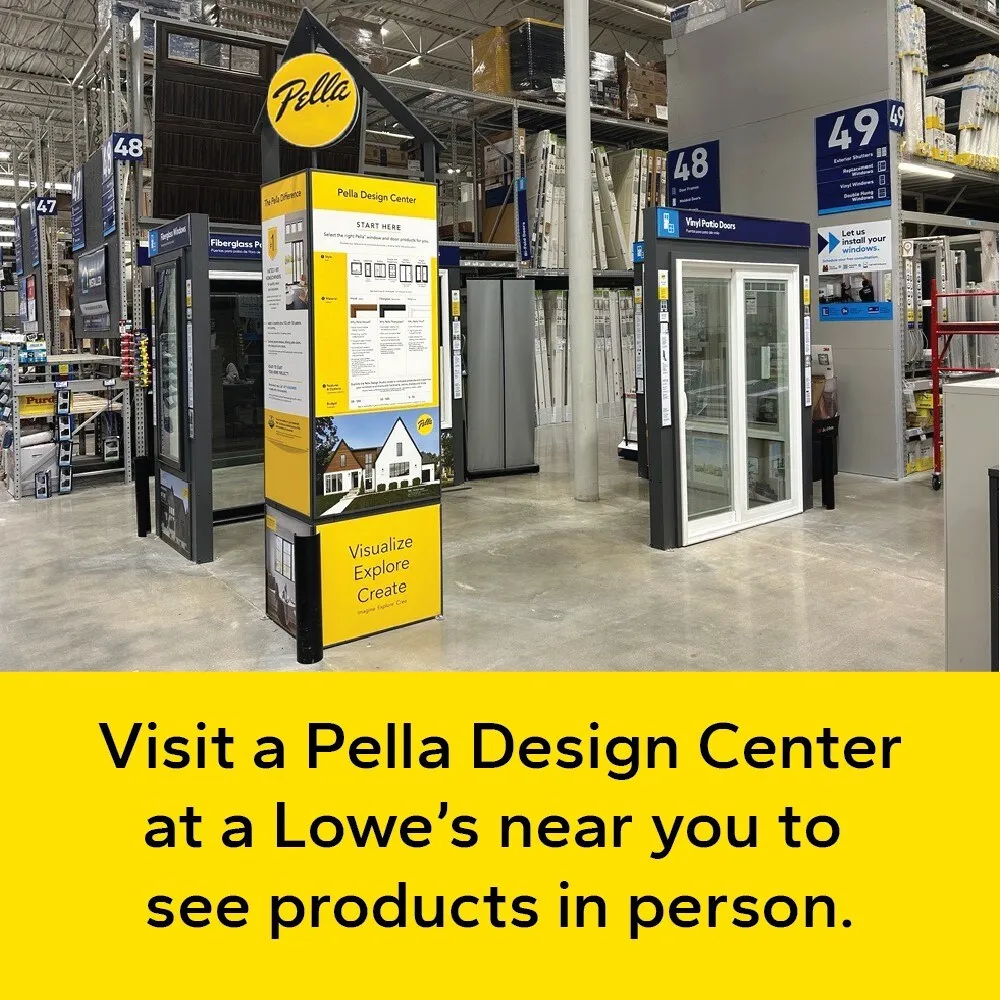 Pella 150 Series 72-in x 80-in 4-9/16-in Low-E Argon Grilles-Between-the-Glass White Vinyl Universal Sliding Double Patio Door, photo 7 of 8