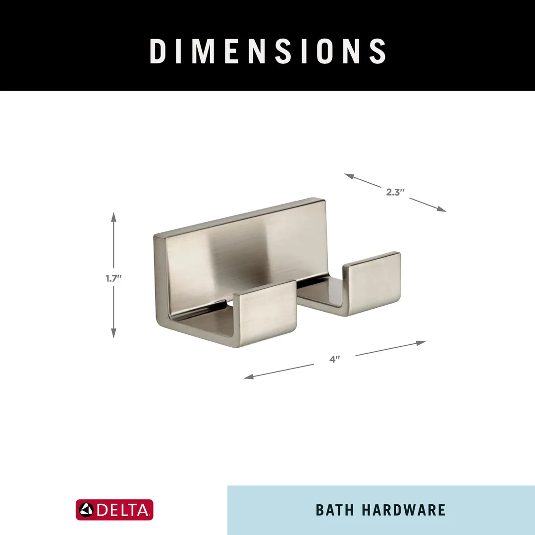Delta Vero Double Towel Hook in Brilliance Stainless Steel, 1.7 in H x 4 in W x 2.3 in D, photo 5 of 7