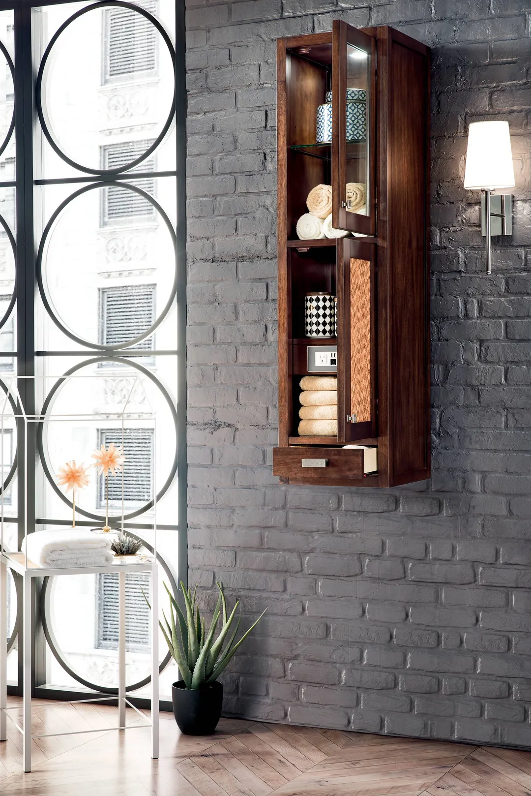 James Martin Vanities Addison 14.9-in x 55.6-in x 14.9-in Mid-century Acacia Soft Close Bathroom Wall Cabinet, photo 7 of 7