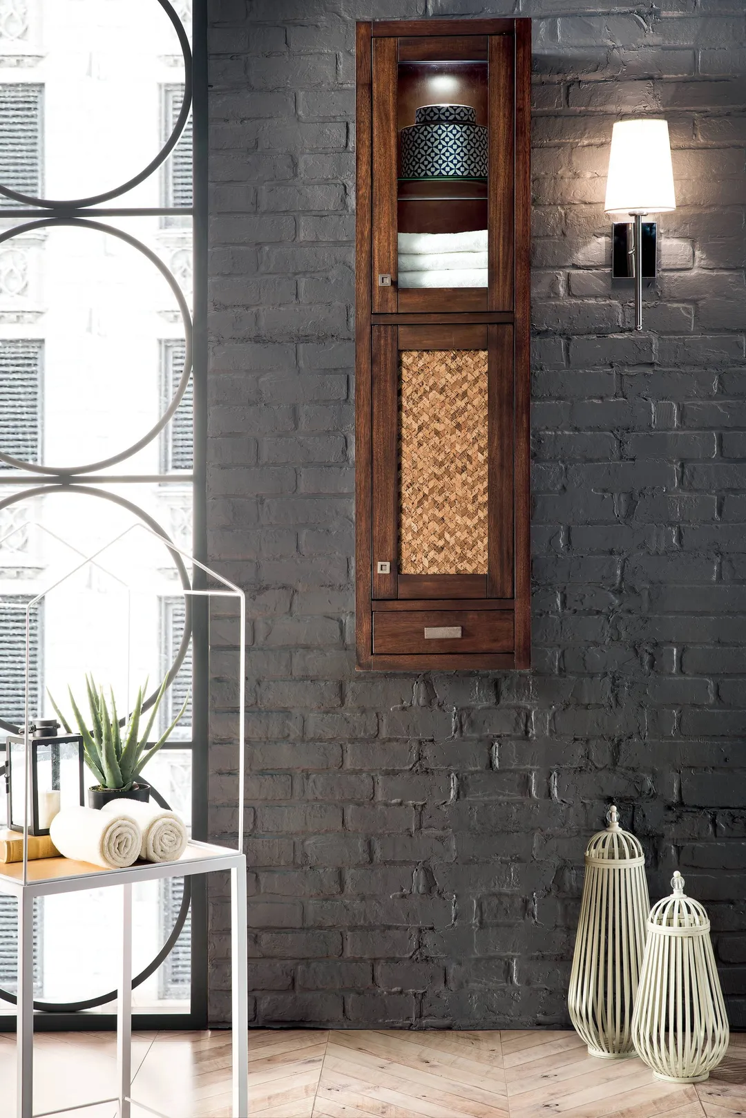 James Martin Vanities Addison 14.9-in x 55.6-in x 14.9-in Mid-century Acacia Soft Close Bathroom Wall Cabinet, photo 5 of 7