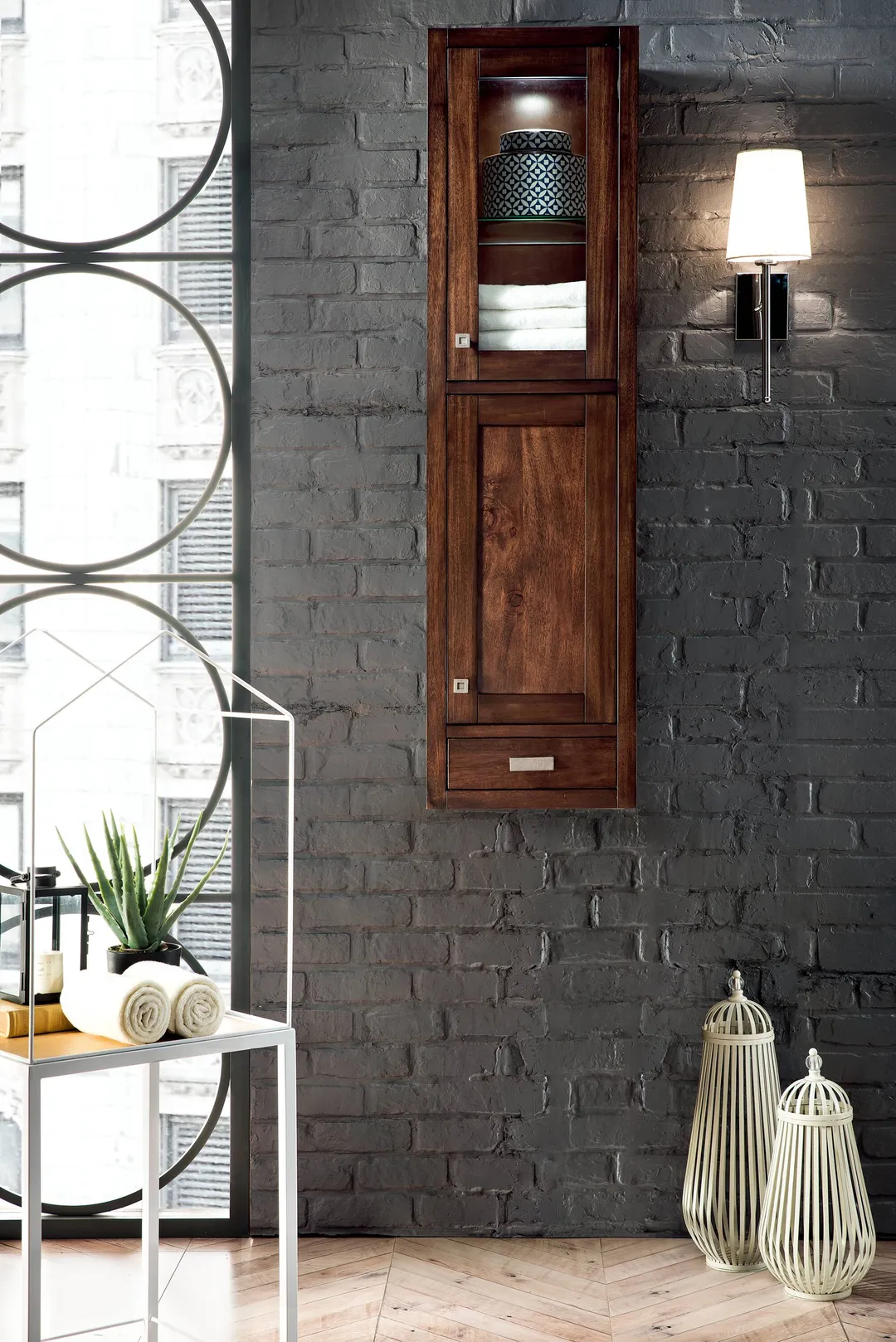 James Martin Vanities Addison 14.9-in x 55.6-in x 14.9-in Mid-century Acacia Soft Close Bathroom Wall Cabinet, photo 2 of 7