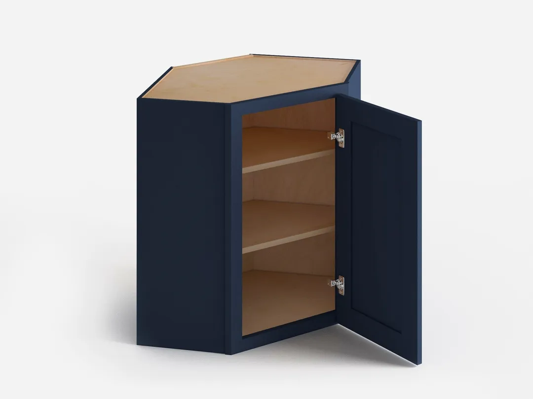 Valleywood Cabinetry 15-in W x 42-in H x 15-in D Marine Blue Birch Diagonal Corner Wall Ready To Assemble Plywood Cabinet (Flat Panel Shaker Style), photo 2 of 11