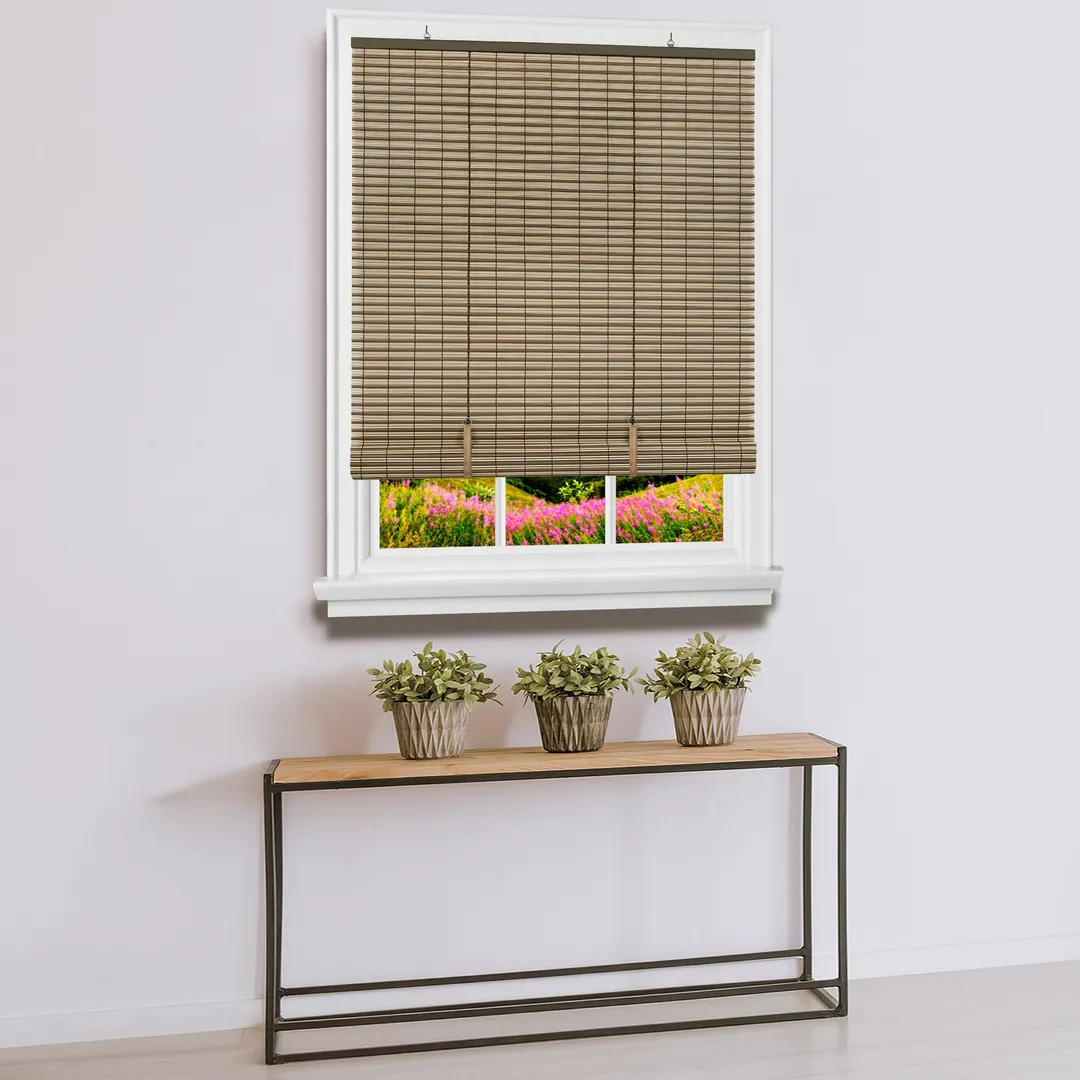Achim Cordless Veranda 0.25-in Slat Width 30-in x 72-in Cordless Cocoa/Almond Vinyl Room Darkening Roll-Up Blinds, photo 3 of 5