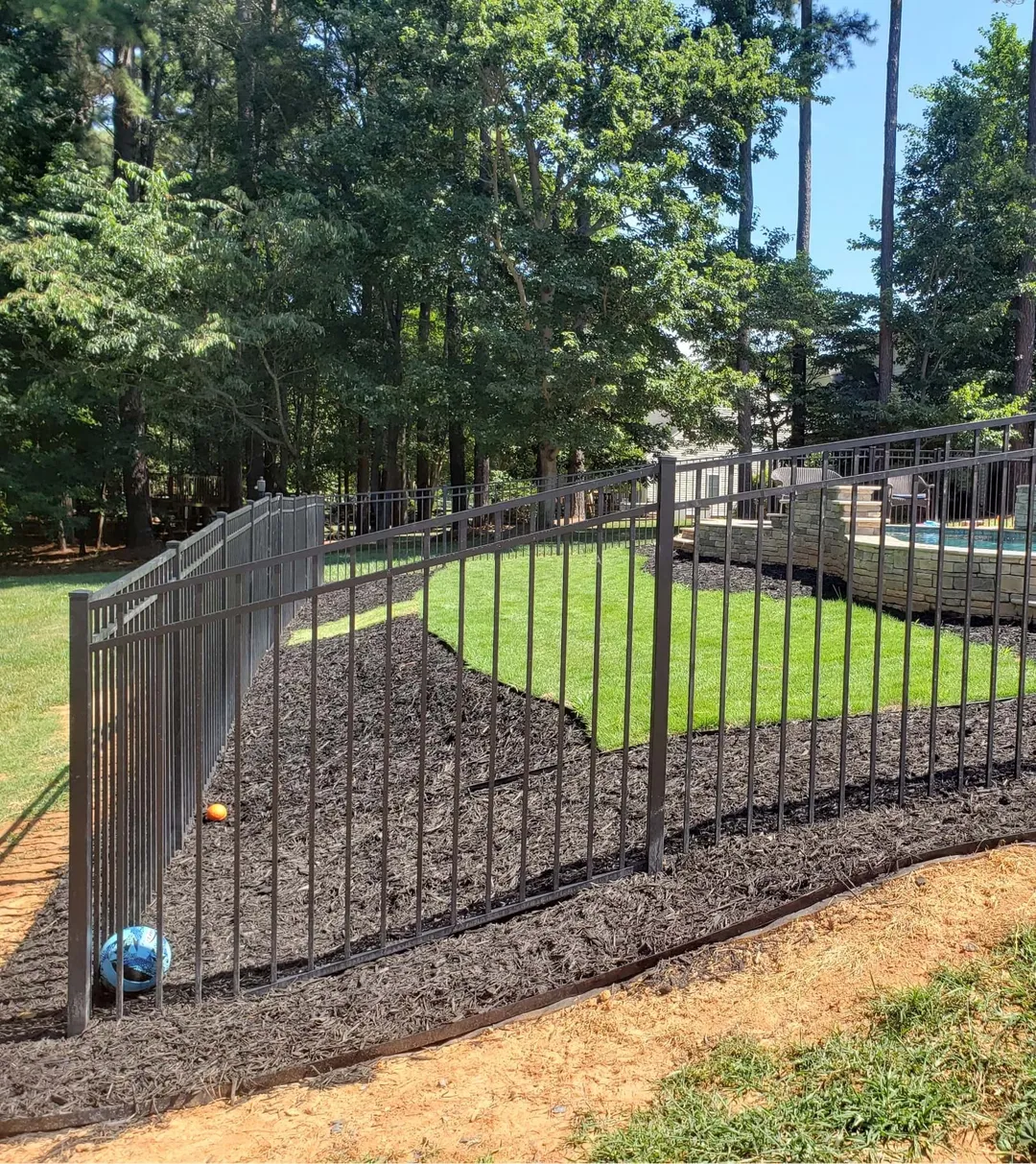 Fortress Building Products 4-1/2-ft H x 8-ft W Gloss Black Aluminum Spaced Picket Flat-top Privacy Fence Panel, photo 2 of 6