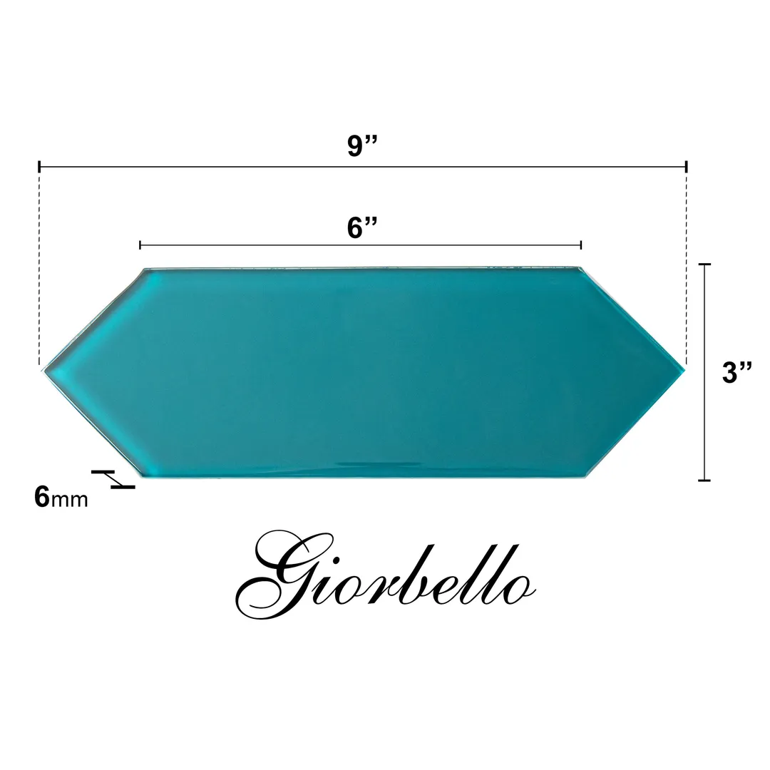 Giorbello Picket Hexagon Dark Teal 3-in x 9-in Glossy Glass Subway Wall Tile (5.8-sq. ft/ Carton), photo 7 of 7