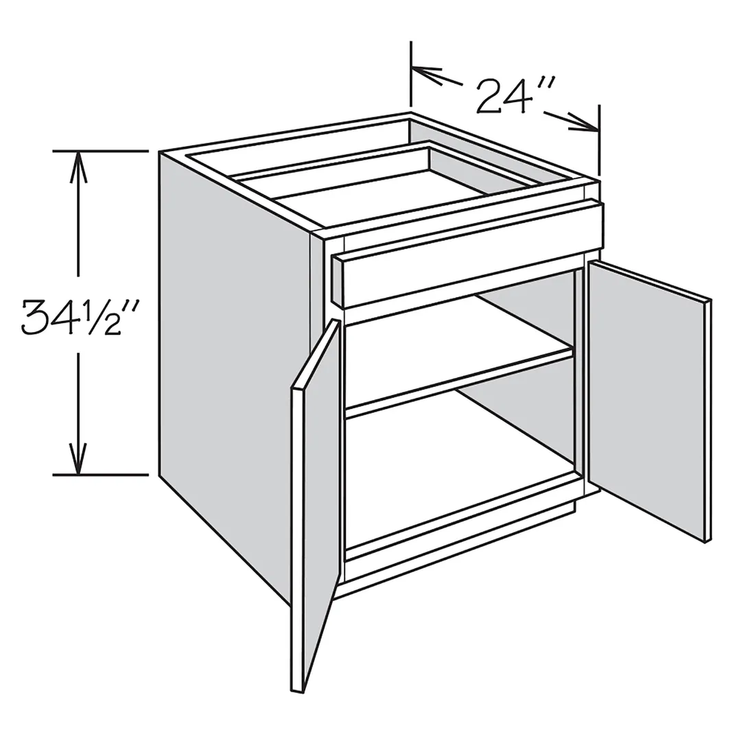 Shenandoah PRO Express Breckenridge 24-in W x 34.5-in H x 24-in D Linen Partial Overlay 1-Drawer Base Fully Assembled Plywood Cabinet (Recessed Panel Shaker Style), photo 12 of 13