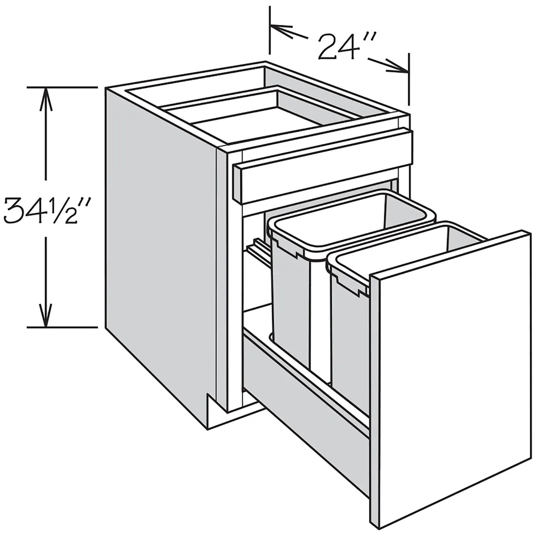 Shenandoah PRO Express Breckenridge 18-in W x 34.5-in H x 24-in D Linen Partial Overlay Pull-out Wastebasket Base Fully Assembled Plywood Cabinet, photo 12 of 13