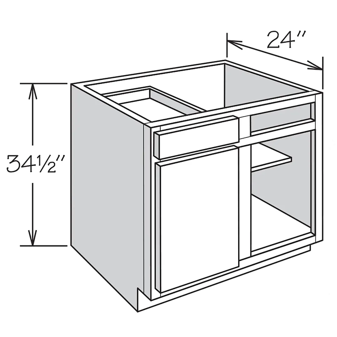 Shenandoah PRO Express Breckenridge 33-in W x 34.5-in H x 24-in D Linen Partial Overlay Blind 1-Drawer Corner Base Fully Assembled Plywood Cabinet (Recessed Panel Shaker Style), photo 12 of 13