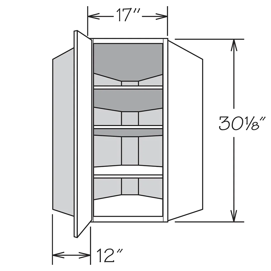 Shenandoah PRO Express Breckenridge 24-in W x 36.125-in H x 12-in D Stone Full Overlay Diagonal Corner Wall Fully Assembled Plywood Cabinet (Recessed Panel Shaker Style), photo 13 of 14