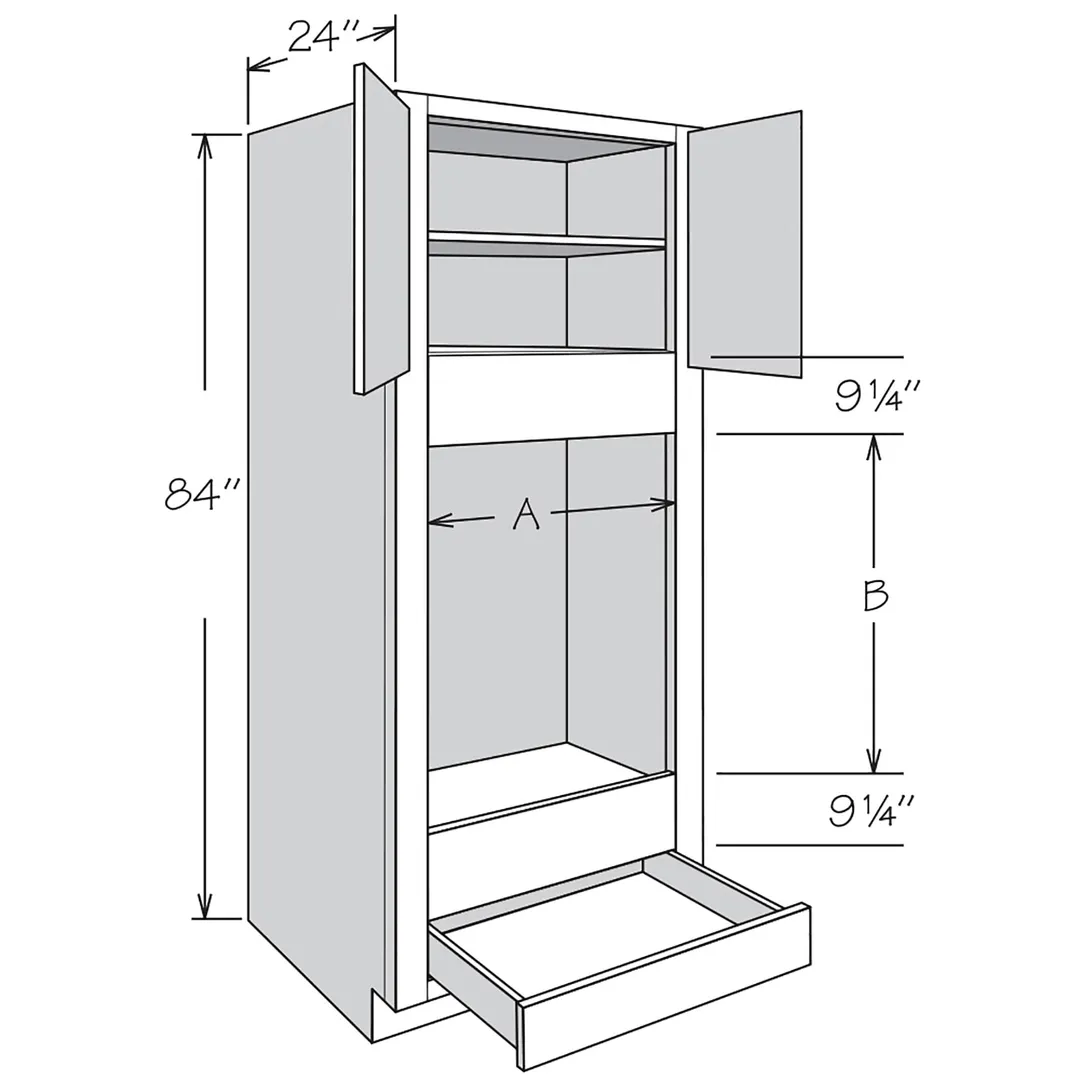 Shenandoah PRO Express Breckenridge 33-in W x 84-in H x 24-in D Linen Partial Overlay 1-Drawer Double Oven Base Fully Assembled Plywood Cabinet (Recessed Panel Shaker Style), photo 12 of 13