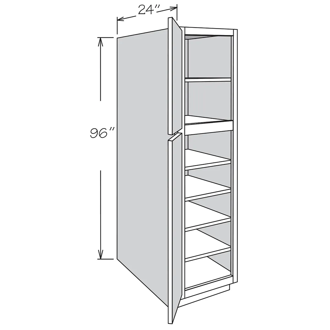 Shenandoah PRO Express Breckenridge 18-in W x 96-in H x 24-in D Stone Full Overlay Pantry Fully Assembled Plywood Cabinet (Recessed Panel Shaker Door Style), photo 13 of 14
