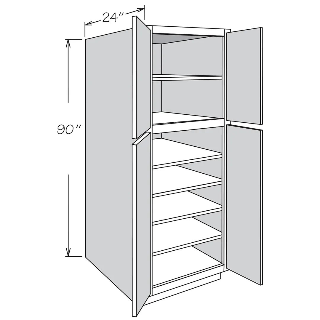 Shenandoah PRO Express Breckenridge 24-in W x 90-in H x 24-in D Linen Partial Overlay Pantry Fully Assembled Plywood Cabinet (Recessed Panel Shaker Door Style), photo 12 of 13