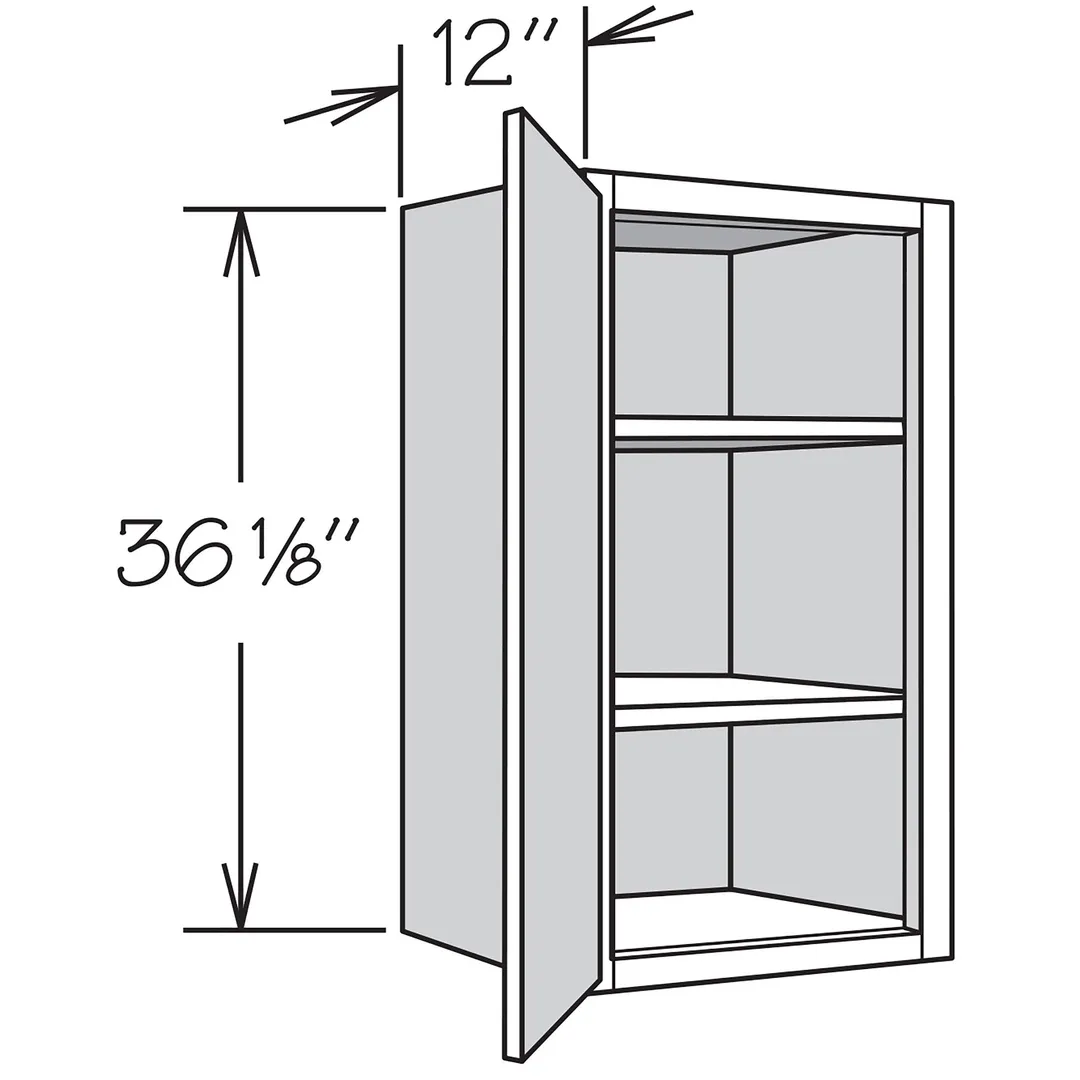 Shenandoah PRO Express Breckenridge 18-in W x 36.125-in H x 12-in D Linen Full Overlay Wall Fully Assembled Plywood Cabinet (Recessed Panel Shaker Door Style), photo 12 of 13
