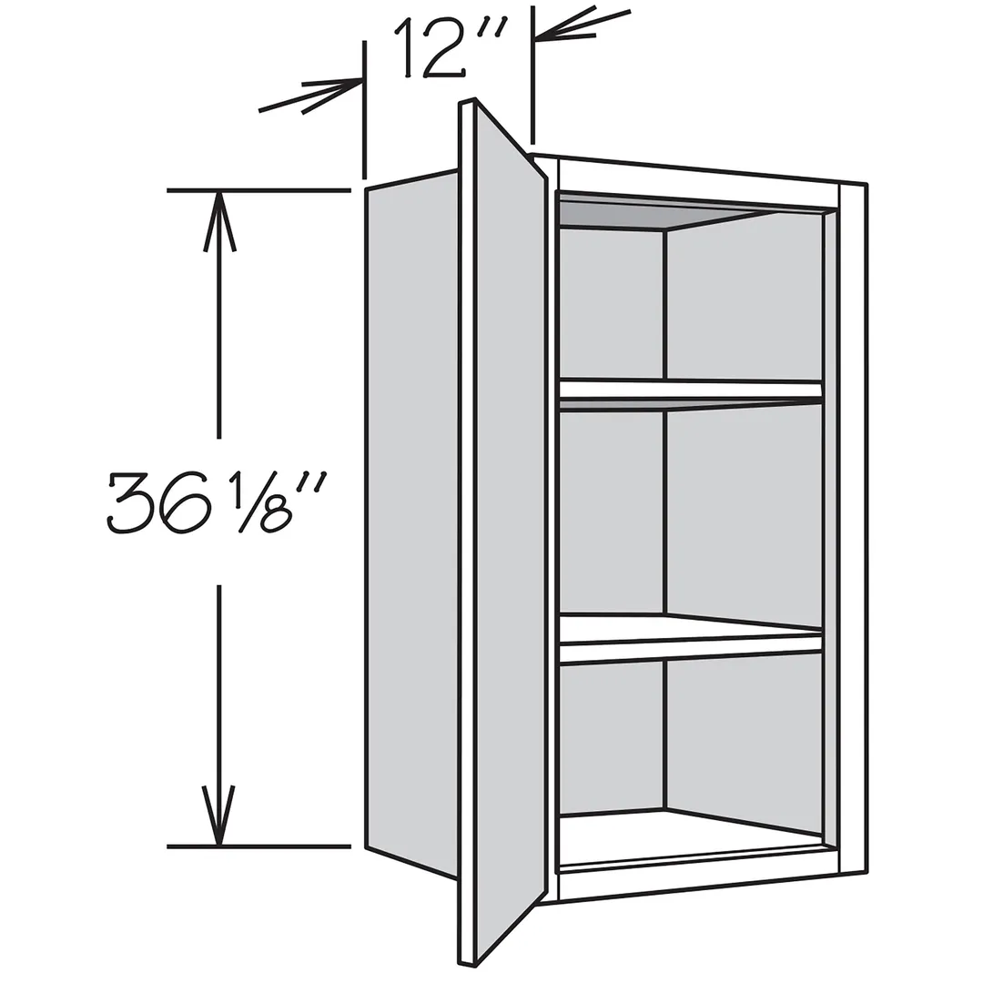 Shenandoah PRO Express Breckenridge 15-in W x 36.125-in H x 12-in D Linen Partial Overlay Wall Fully Assembled Plywood Cabinet (Recessed Panel Shaker Door Style), photo 12 of 13