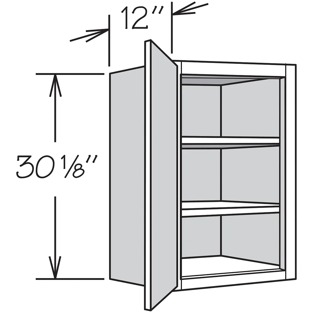 Shenandoah PRO Express Breckenridge 12-in W x 30.125-in H x 12-in D Linen Partial Overlay Wall Fully Assembled Plywood Cabinet (Recessed Panel Shaker Door Style), photo 12 of 13