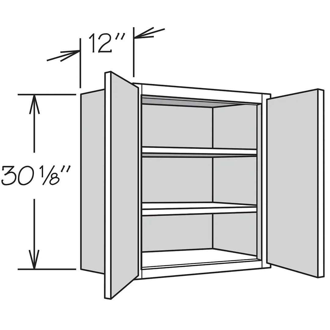 Shenandoah PRO Express Breckenridge 30-in W x 30.125-in H x 12-in D Linen Partial Overlay Wall Fully Assembled Plywood Cabinet (Recessed Panel Shaker Door Style), photo 12 of 13