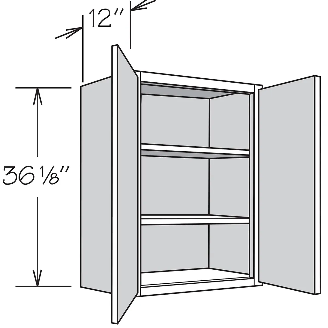 Shenandoah PRO Express Breckenridge 33-in W x 36.125-in H x 12-in D Linen Full Overlay Wall Fully Assembled Plywood Cabinet (Recessed Panel Shaker Door Style), photo 12 of 13