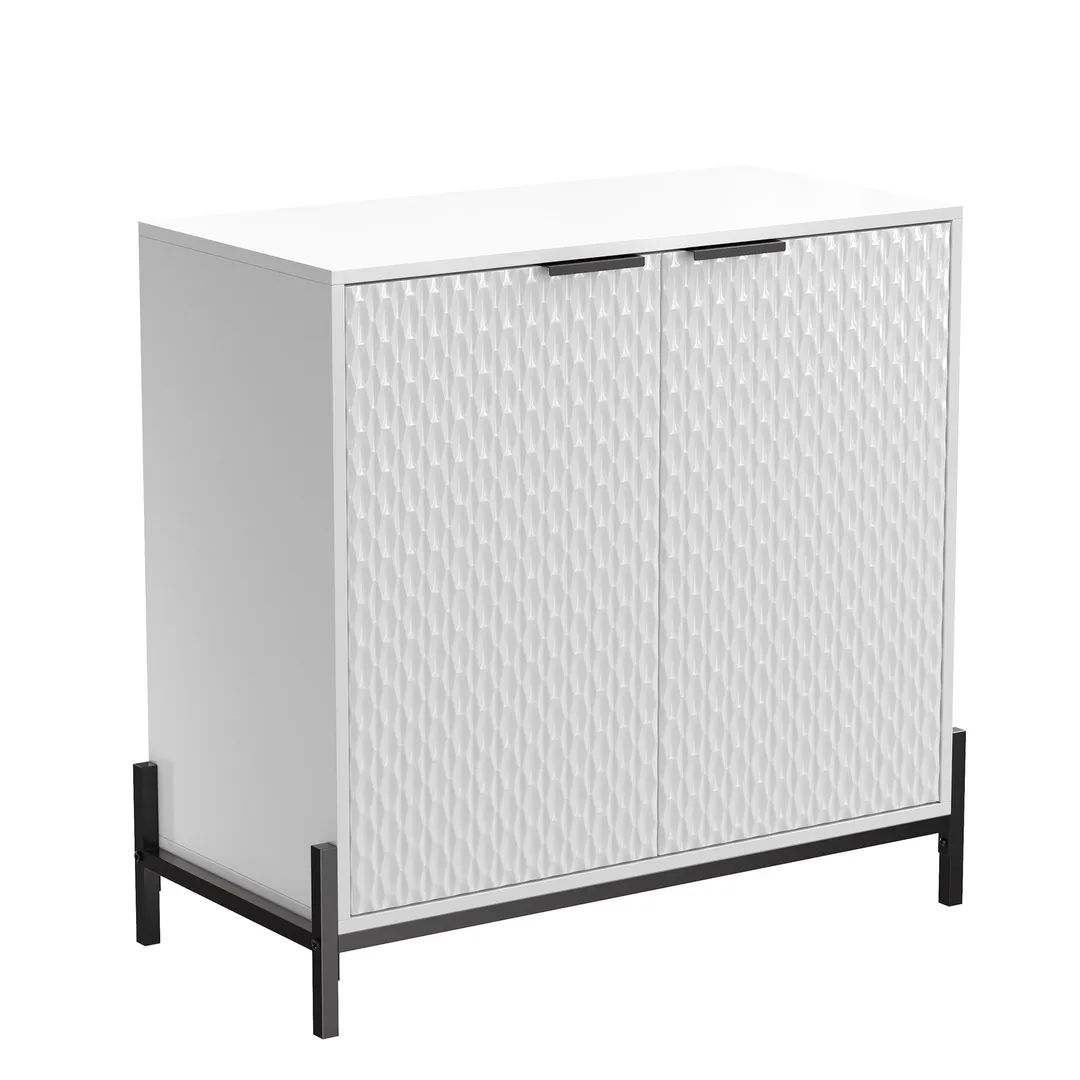 Clihome 2-Door Wooden Accent Storage Cabinet in White 33.1-in W x 31.5-in H Mdf White Freestanding Utility Storage Cabinet, photo 5 of 12