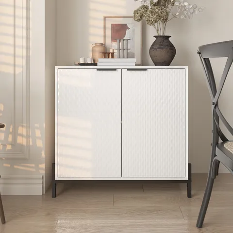 2-Door Wooden Accent Storage Cabinet in White 33.1 × 31.5 in Mdf White Freestanding Utility Storage Cabinet