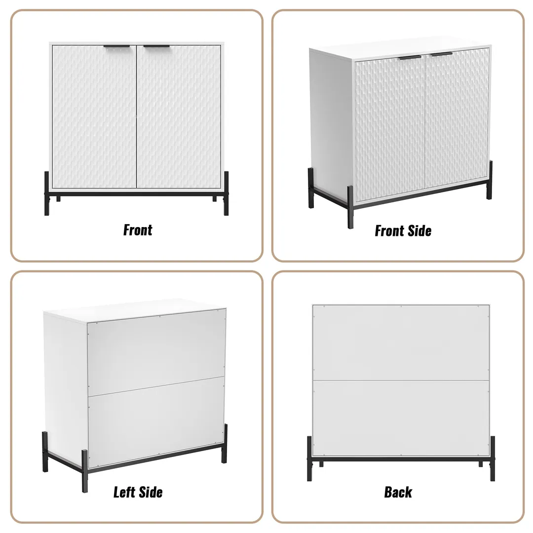 Clihome 2-Door Wooden Accent Storage Cabinet in White 33.1-in W x 31.5-in H Mdf White Freestanding Utility Storage Cabinet, photo 8 of 12