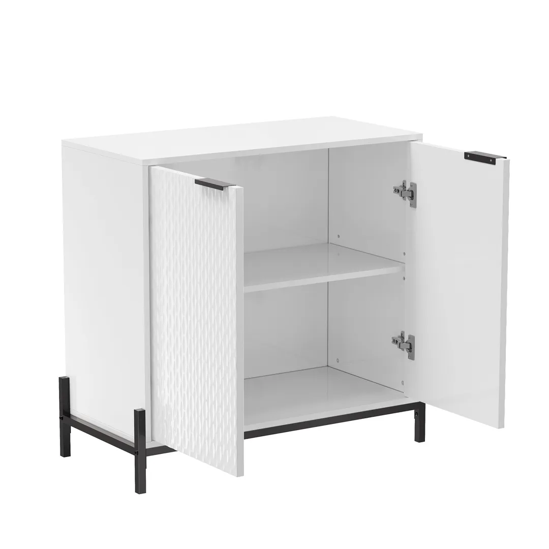 Clihome 2-Door Wooden Accent Storage Cabinet in White 33.1-in W x 31.5-in H Mdf White Freestanding Utility Storage Cabinet, photo 10 of 12