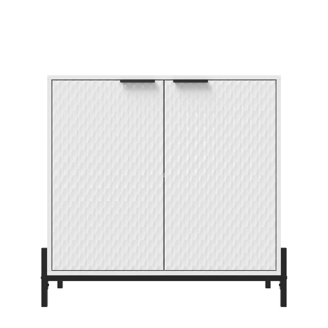 Clihome 2-Door Wooden Accent Storage Cabinet in White 33.1-in W x 31.5-in H Mdf White Freestanding Utility Storage Cabinet, photo 11 of 12