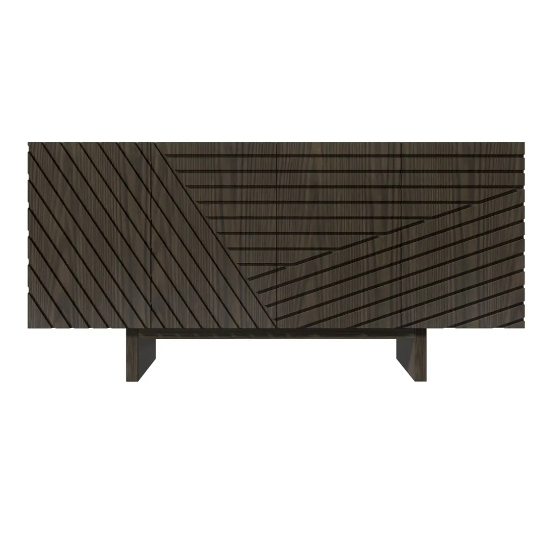 Clihome Brown 4-door accent cabinet 63-in W x 30.7-in H Mdf Brown Freestanding Utility Storage Cabinet, photo 4 of 11