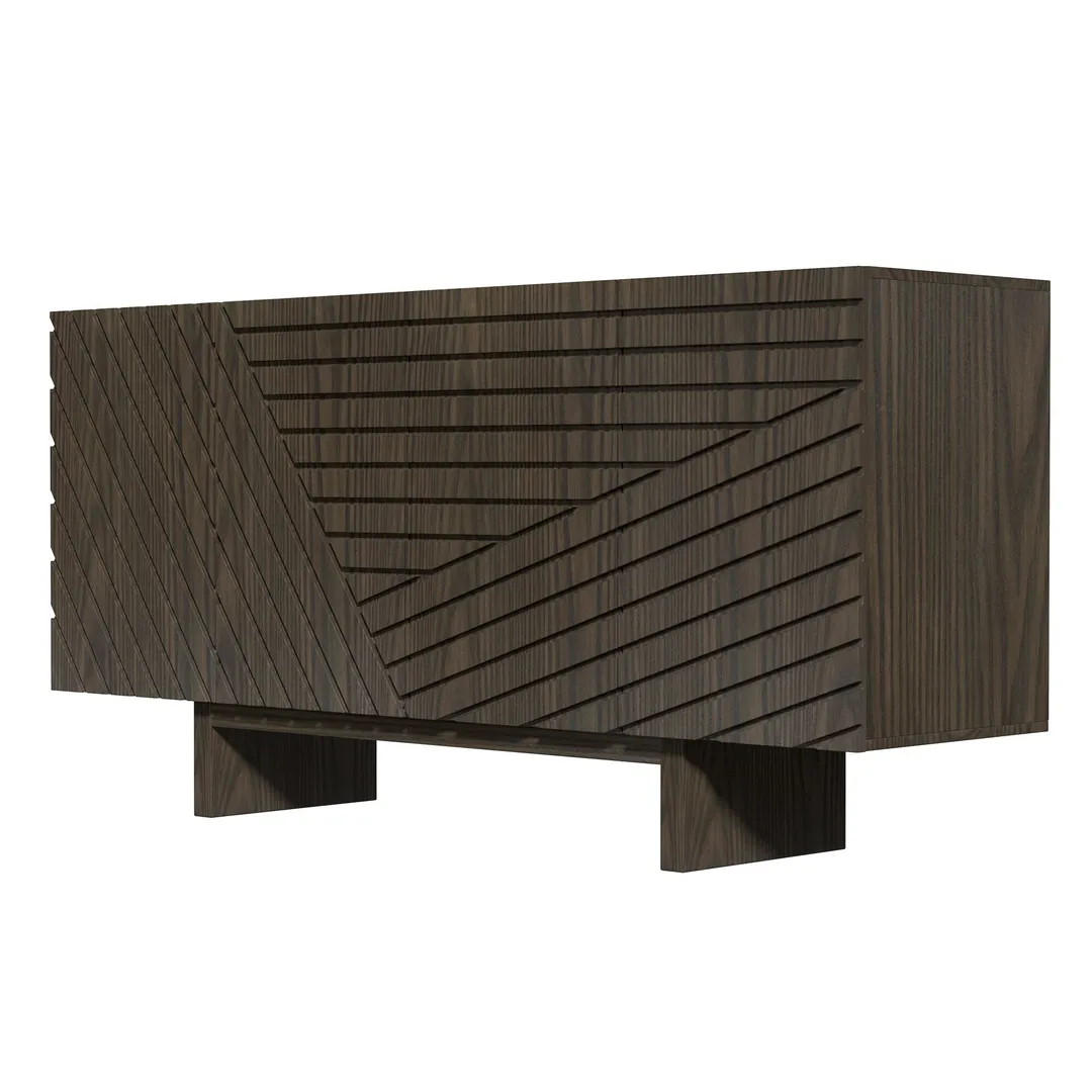 Clihome Brown 4-door accent cabinet 63-in W x 30.7-in H Mdf Brown Freestanding Utility Storage Cabinet, photo 10 of 11