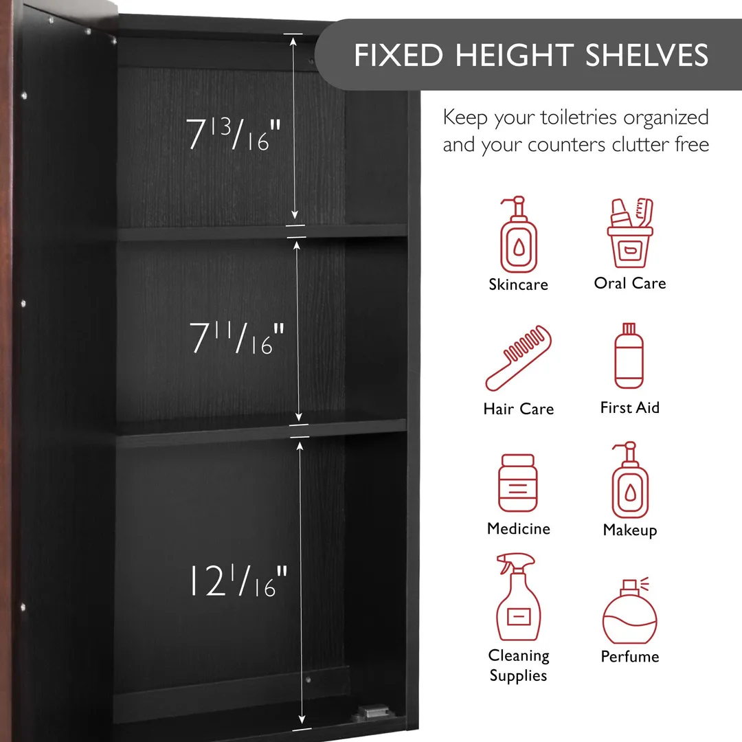 Design House Ventura 48-in x 30-in Surface Mount Espresso Mirrored Medicine Cabinet, photo 4 of 19