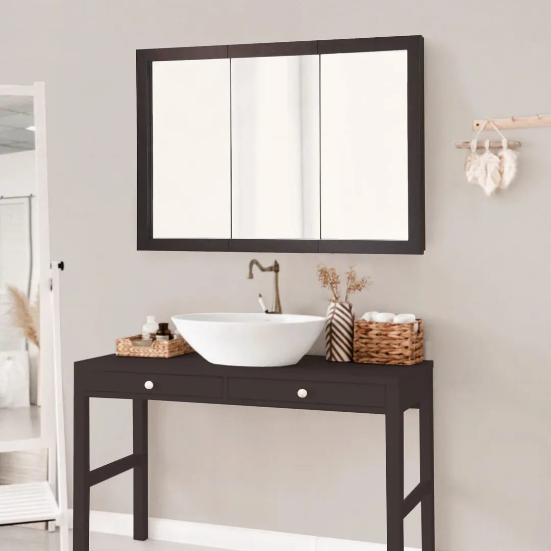 Design House Ventura 48-in x 30-in Surface Mount Espresso Mirrored Medicine Cabinet, photo 9 of 19