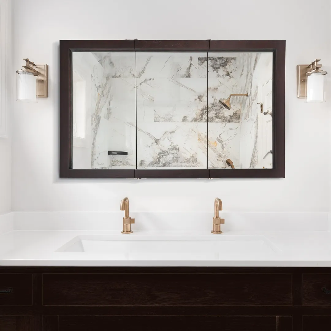 Design House Ventura 48-in x 30-in Surface Mount Espresso Mirrored Medicine Cabinet, photo 8 of 19