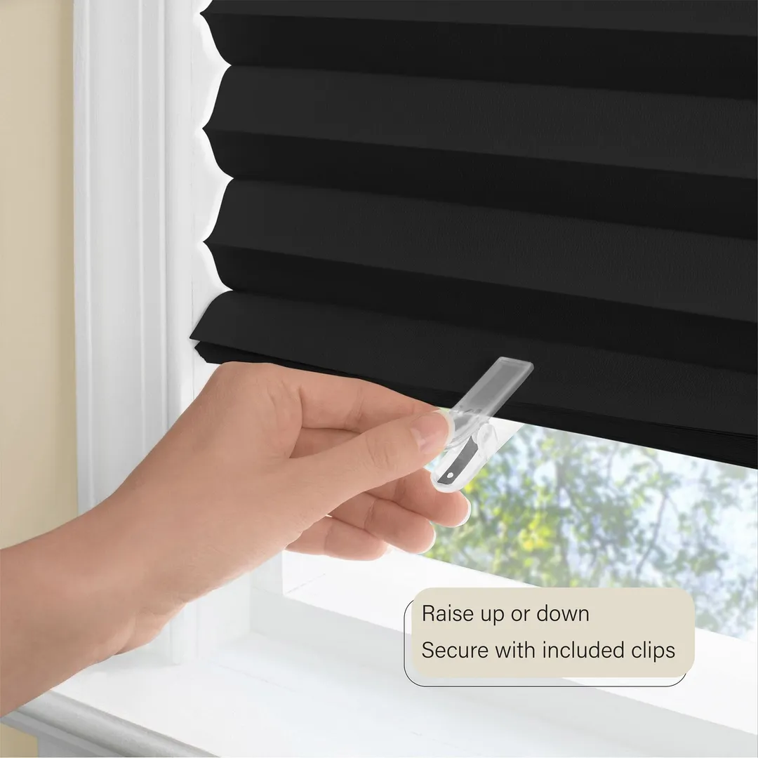 Achim Cordless 1-2-3 Shade, 48 in W x 75 in L, Black Room Darkening Cordless Pleated Temporary Shade, photo 3 of 8