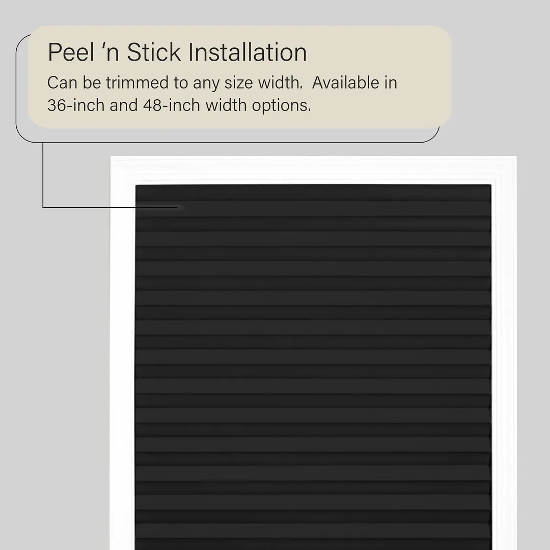 Achim Cordless 1-2-3 Shade, 48 in W x 75 in L, Black Room Darkening Cordless Pleated Temporary Shade, photo 4 of 8