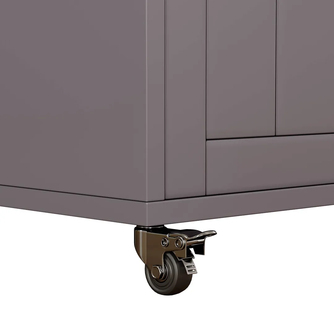 Jarenie Gray Mdf Base with Mdf Wood Top Rolling Kitchen Island (18-in x 35.1-in x 33.9-in), photo 9 of 10