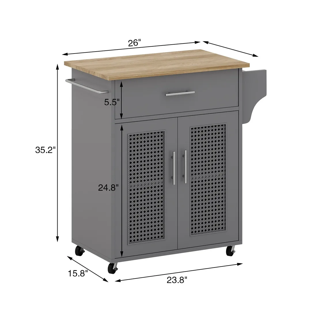 Jarenie Gray Mdf Base with Mdf Wood Top Rolling Kitchen Island (15.8-in x 26-in x 35.2-in), photo 10 of 10