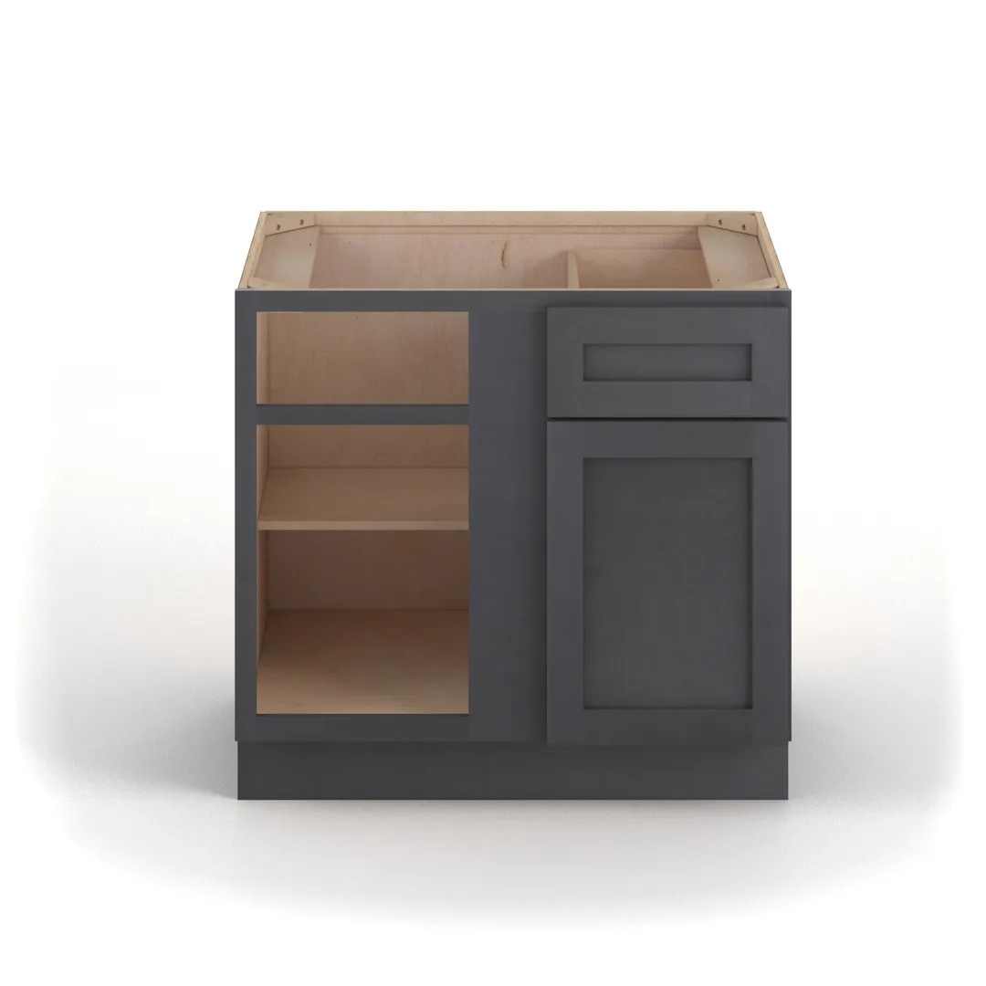 Valleywood Cabinetry 36-in W x 34.5-in H x 24-in D Ideal Gray Birch Blind 1-Drawer Corner Base Ready To Assemble Plywood Cabinet (Flat Panel Shaker Style), photo 3 of 11