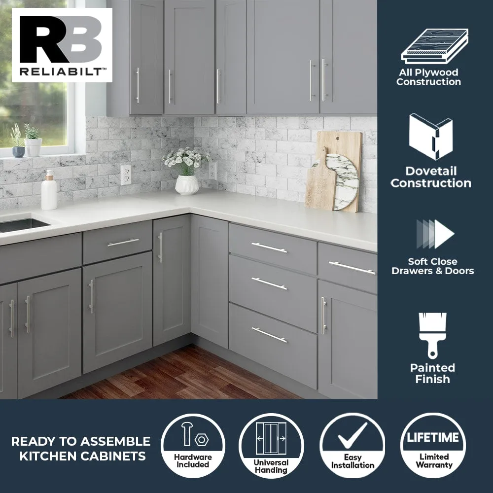 RELIABILT Overlake 18-in W x 34.5-in H x 24-in D Gray 3-Drawer Base Cabinet, Ready to Assemble, Plywood, Shaker Style, photo 2 of 7