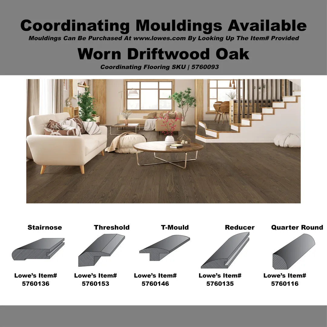 Green Leaf Worn Driftwood Oak 3/4-in T x 5-in W Smooth/Traditional Solid Hardwood Flooring ( 20-sq ft / Carton ), photo 5 of 5
