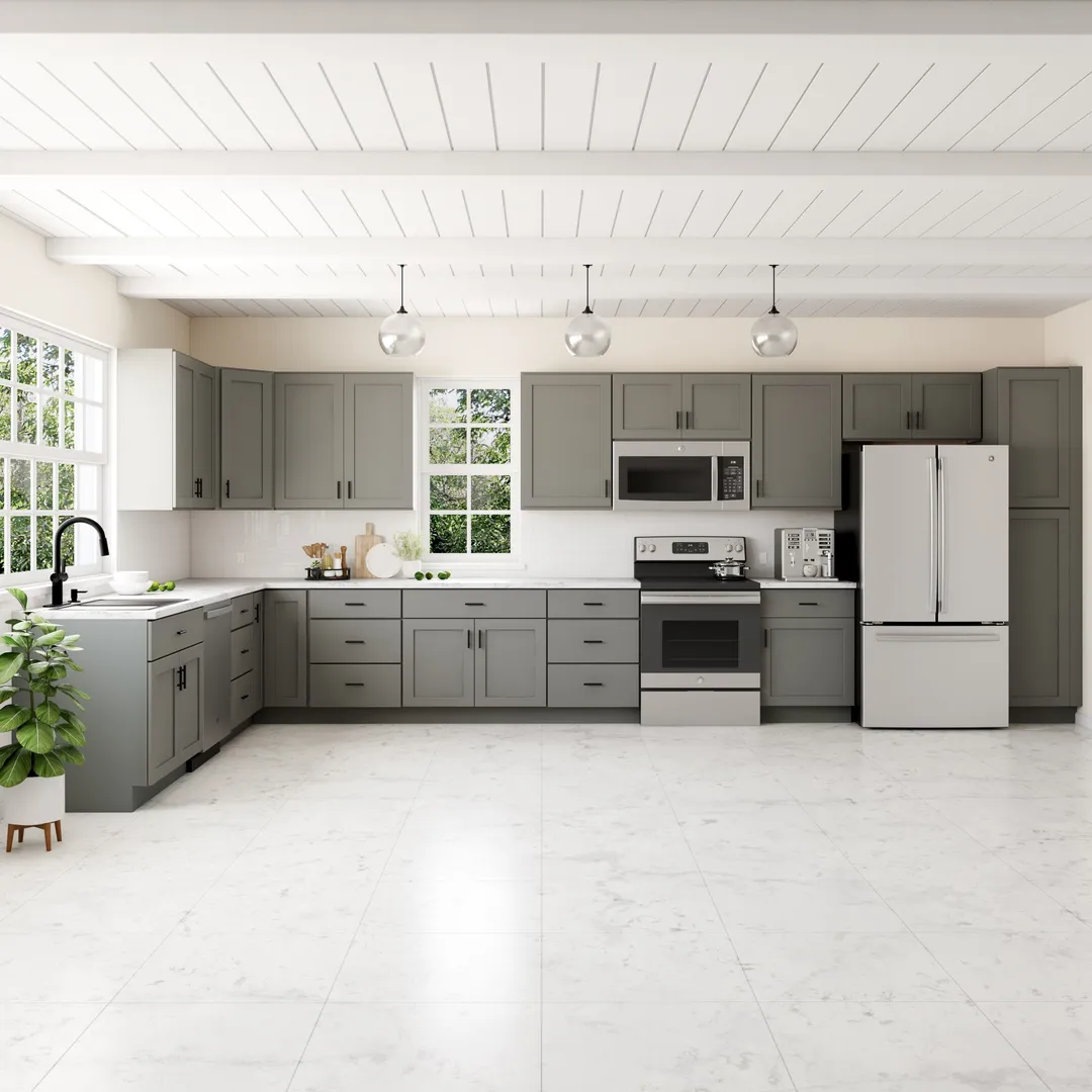 RELIABILT Overlake 18-in W x 90-in H x 24-in D Gray Pantry Ready To Assemble Plywood Cabinet (Recessed Panel Shaker Door Style), photo 3 of 21